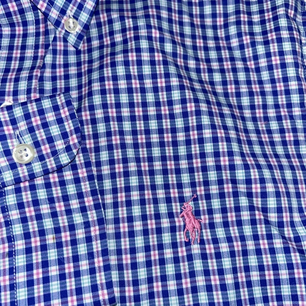 Polo Ralph Lauren Slim Fit Performance Men's‎ Medium Gingham Check Pink Pony